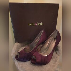 Kelly & Katie Deep Purple Peep Toe Heels